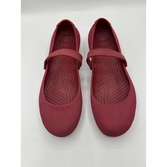 Crocs Alice Shoes Ballet Flats Rounded Toe Slip On Red Womens Size 11 - Picture 1 of 7